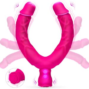7.5‘’ Double Ended Vibrating Rose Dildo Anal Dildo with 10 Vibrationsmodi